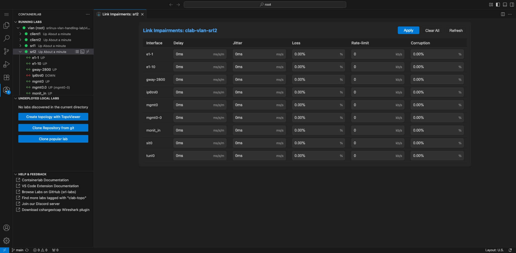 Link impairment editor