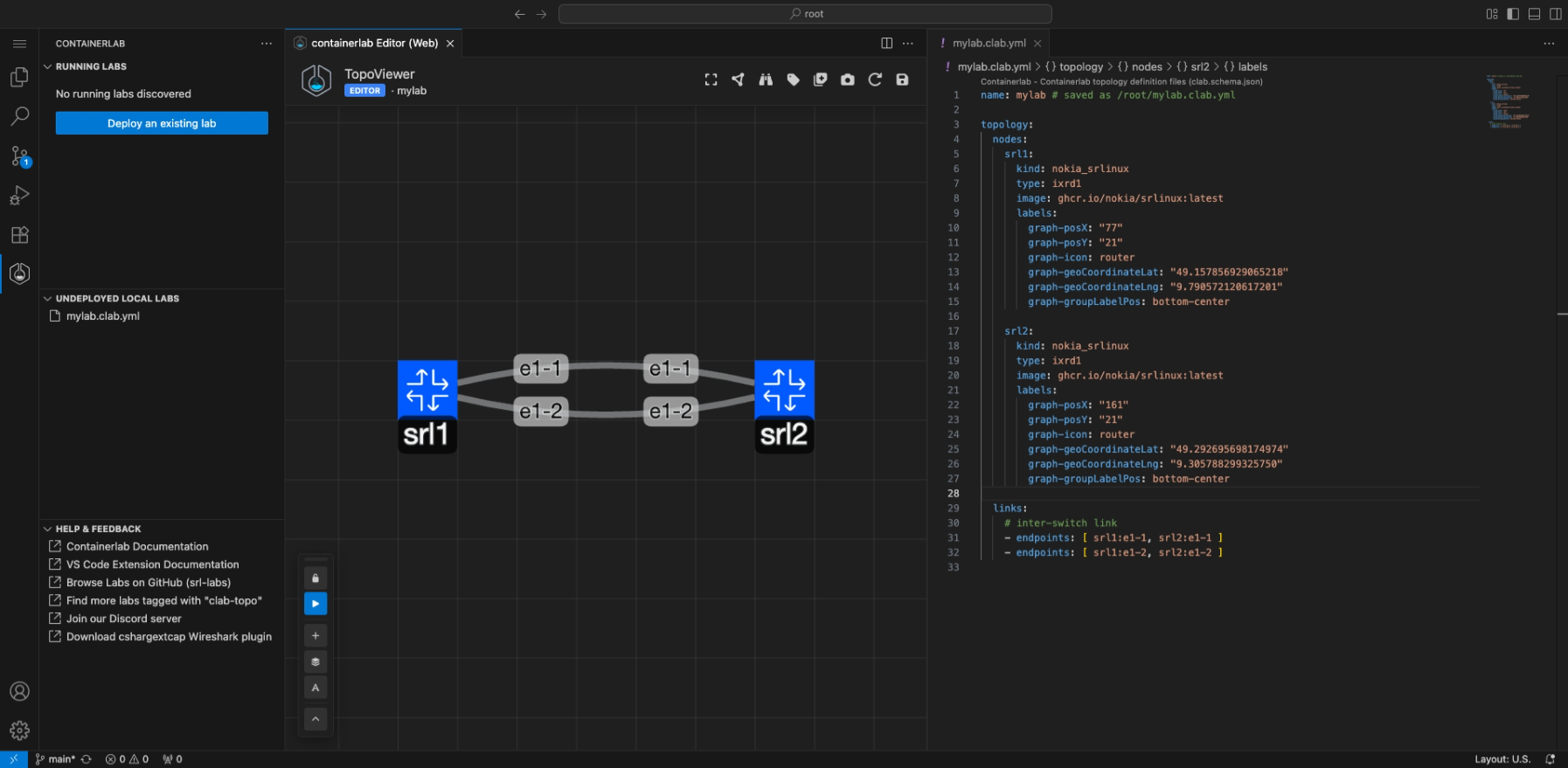 TopoViewer split screen view